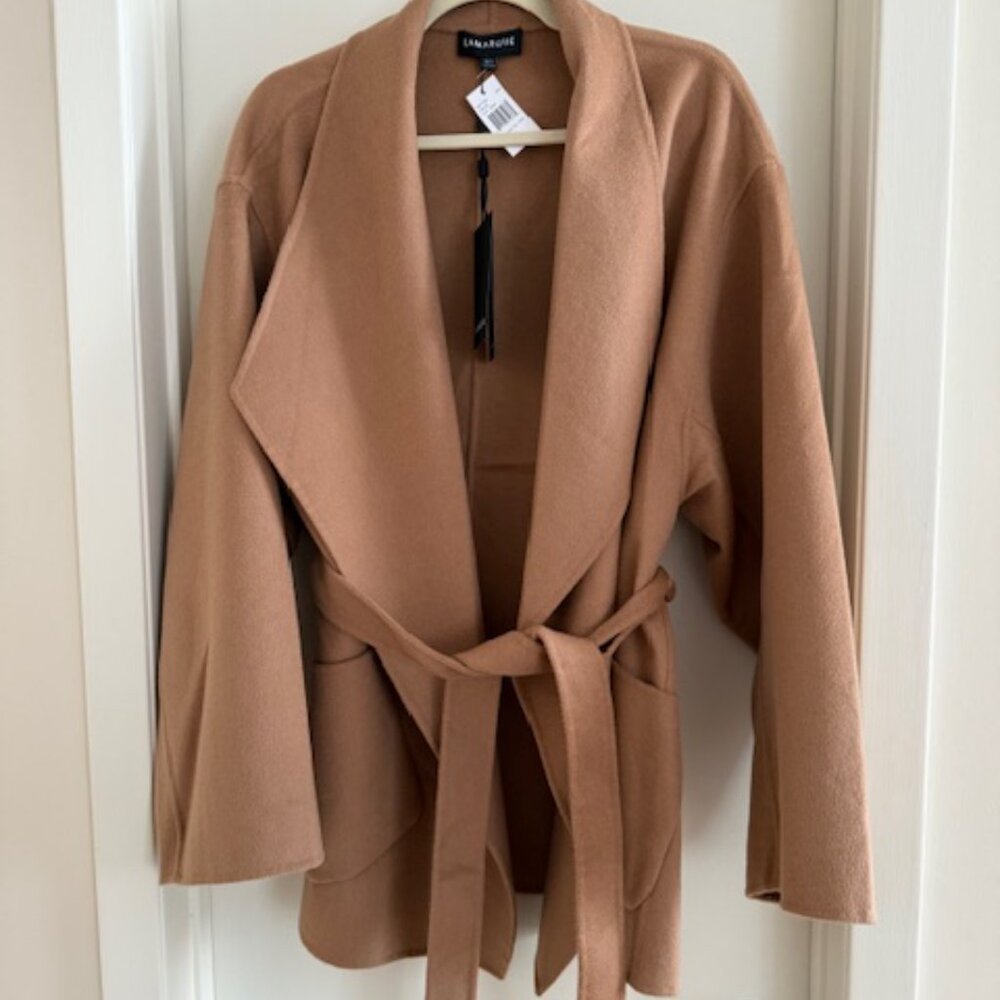 LAMARQUE Mekia Belted Double-Face Wool Oversized Wrap Coat - Picture 15 of 16